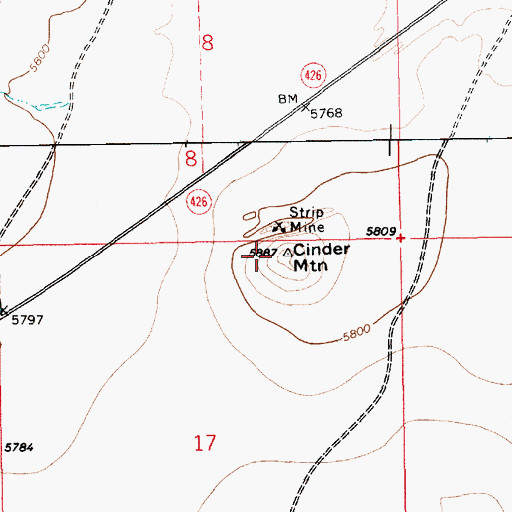 Topographic Map of Cinder Mountain Pit, NM