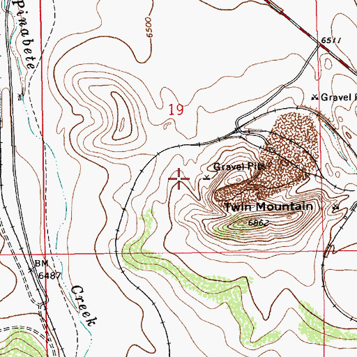 Topographic Map of Twin Mountain Rock Mine, NM
