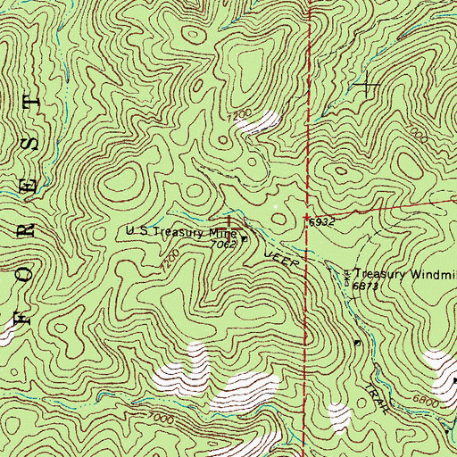 Topographic Map of U.S. Treasury, NM