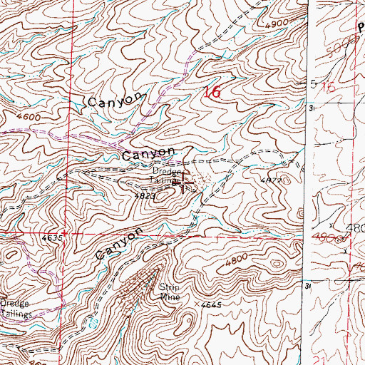 Topographic Map of Dredge Tailings 1, NM