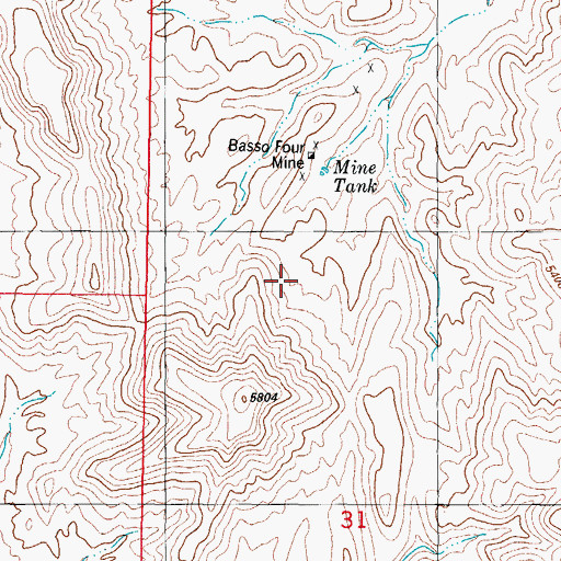 Topographic Map of Baso Four Deposit, NM