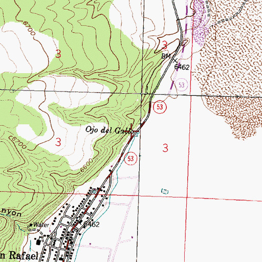 Topographic Map of Ojo del Gallo, NM