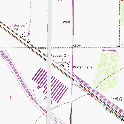 Topographic Map of Papago Gin, AZ