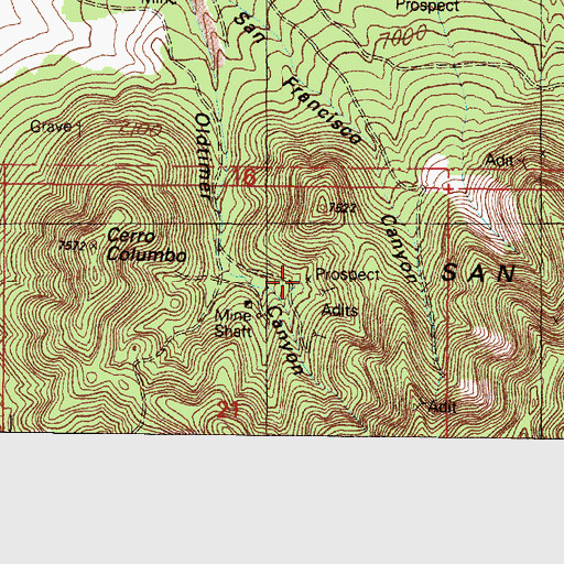 Topographic Map of Triangle Lode, NM