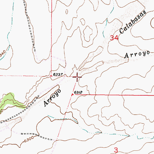Topographic Map of Arroyo de los Frijoles, NM