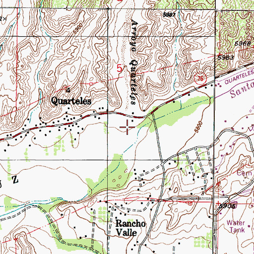 Topographic Map of Arroyo de Quarteles, NM