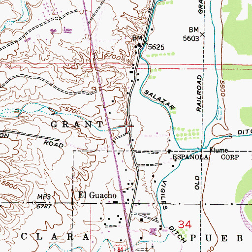 Topographic Map of Arroyo del Gaucho, NM