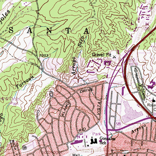 Topographic Map of Arroyo Seco, NM