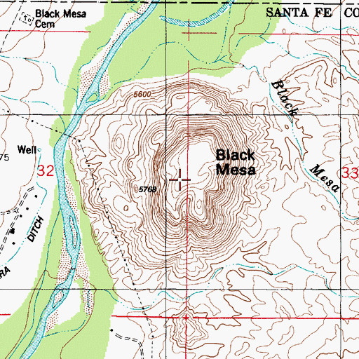 Topographic Map of Black Mesa, NM