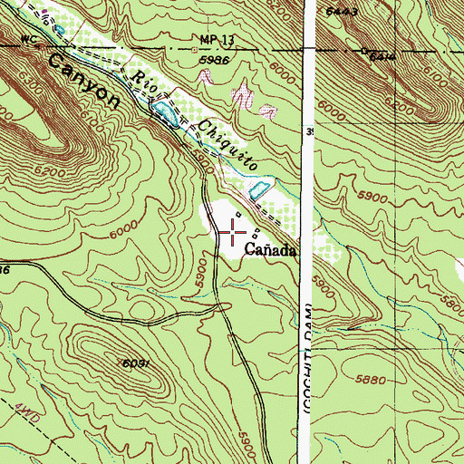 Topographic Map of Caada, NM