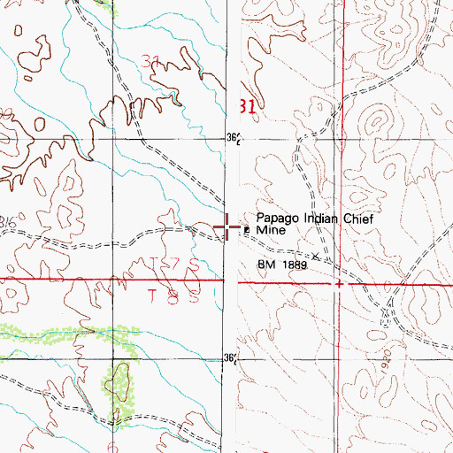 Topographic Map of Papago Indian Chief Mine, AZ