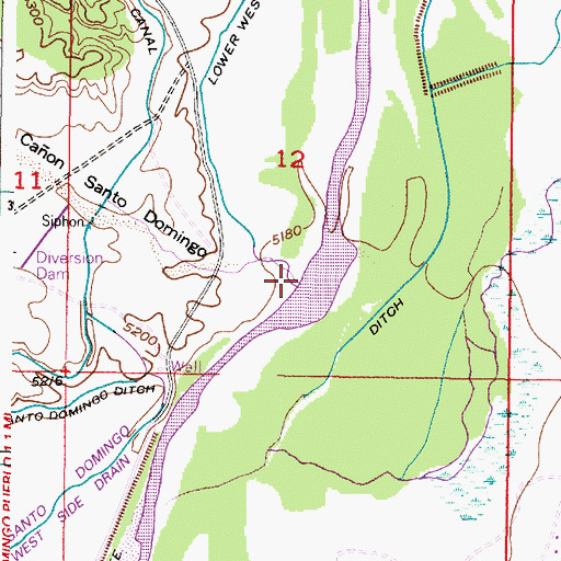 Topographic Map of Caon Santo Domingo, NM