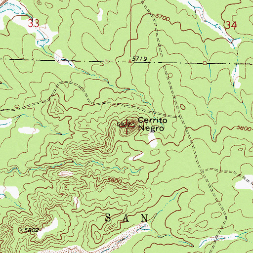 Topographic Map of Cerrito Negro, NM