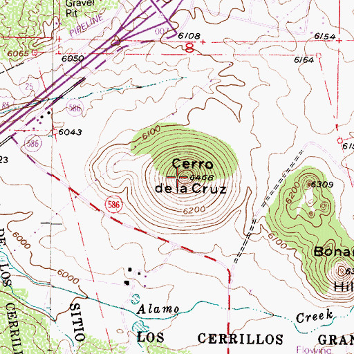Topographic Map of Cerro de la Cruz, NM