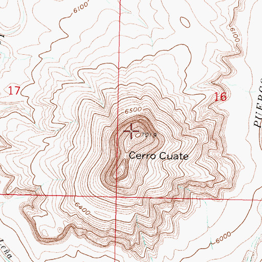 Topographic Map of Cerro Cuate, NM