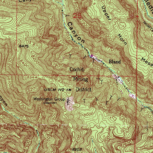 Topographic Map of Cochiti Mining District, NM