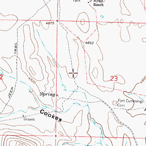 Topographic Map of Fort Cummings (historical), NM