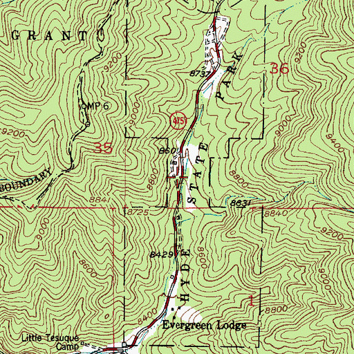 Topographic Map of Hyde Memorial State Park, NM