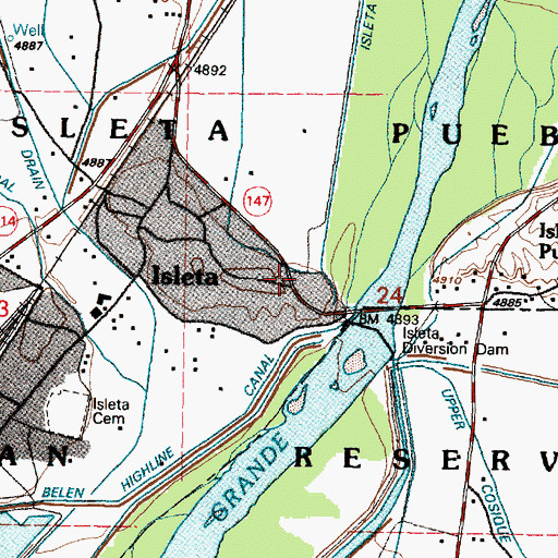 Topographic Map of Isleta, NM