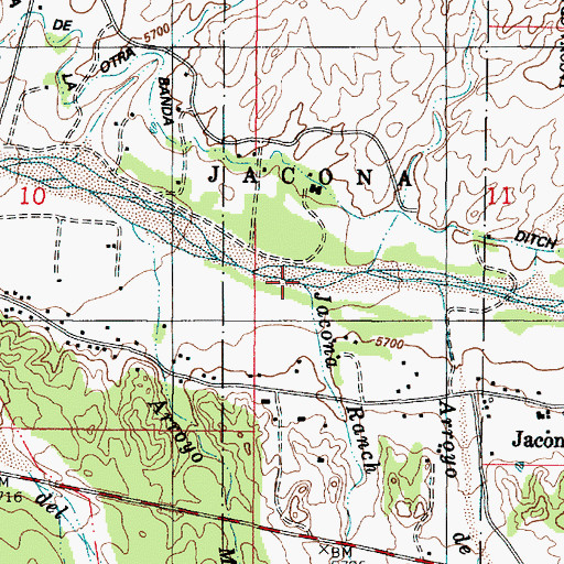 Topographic Map of Jacona Ranch Arroyo, NM
