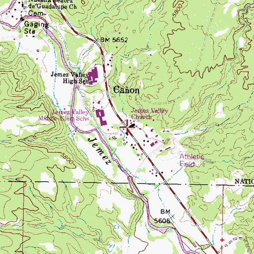 Topographic Map of Jemez Valley Church, NM