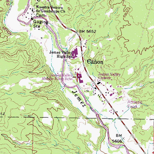 Topographic Map of Jemez Valley Public Schools, NM