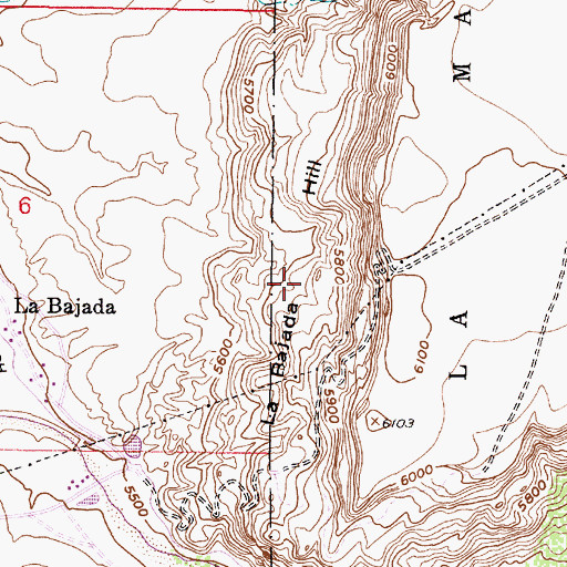 Topographic Map of La Bajada Hill, NM