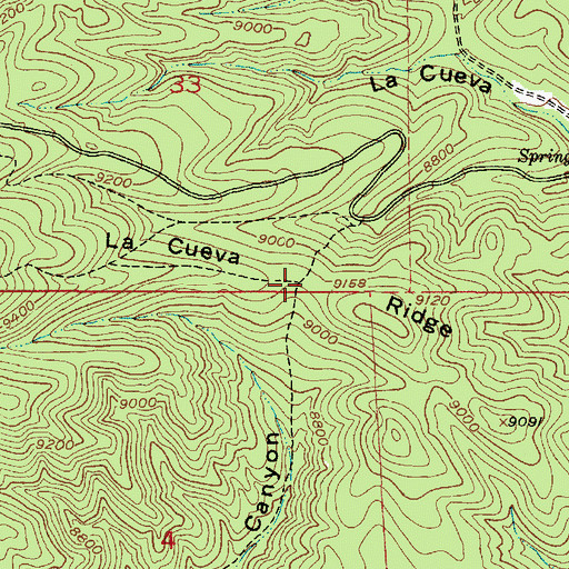 Topographic Map of La Cueva Ridge, NM
