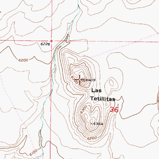Topographic Map of Las Tetillitas, NM
