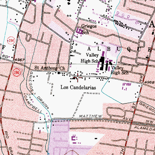 Topographic Map of Los Candelarias, NM