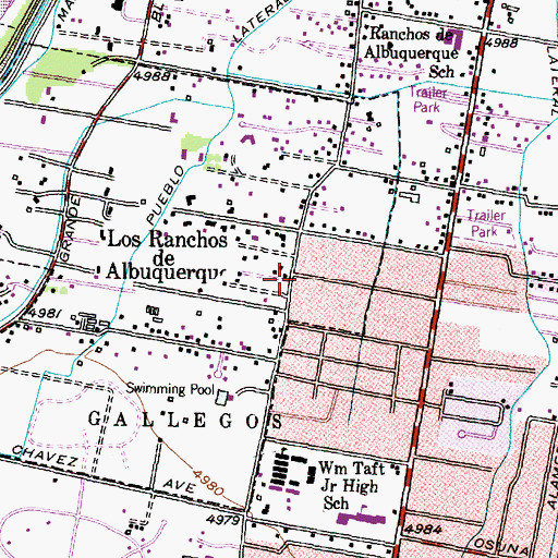 Topographic Map of Los Ranchos de Albuquerque, NM