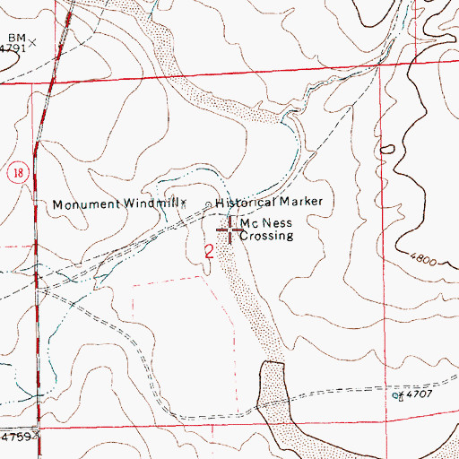 Topographic Map of McNees Crossing, NM
