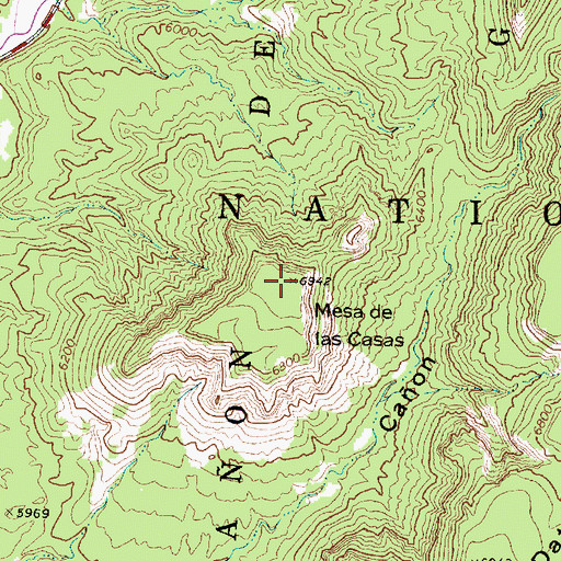Topographic Map of Mesa de las Casas, NM