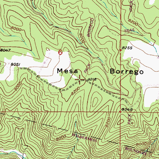 Topographic Map of Mesa Borrego, NM
