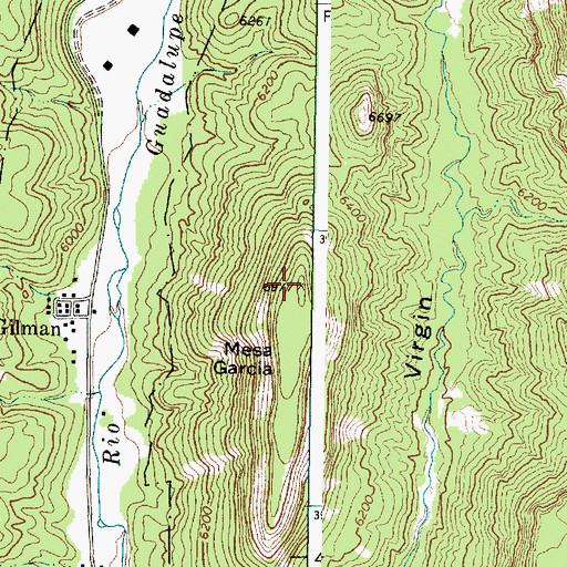 Topographic Map of Mesa Garcia, NM