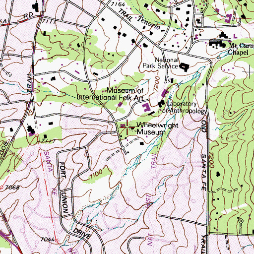 Topographic Map of Wheelwright Museum, NM