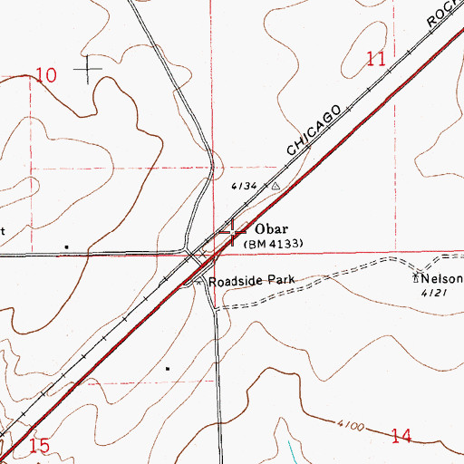 Topographic Map of Obar, NM