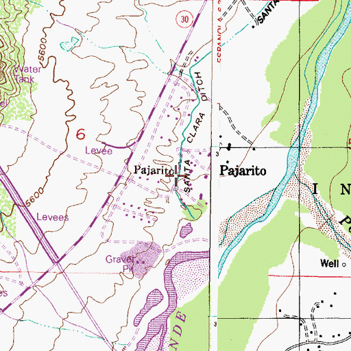 Topographic Map of Pajarito, NM