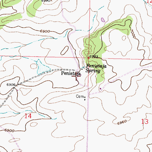 Topographic Map of Penistaja, NM