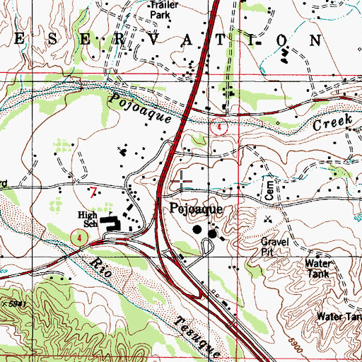 Topographic Map of Pojoaque Pueblo Grant, NM