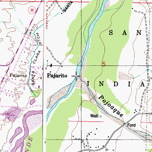 Topographic Map of Pojoaque River, NM