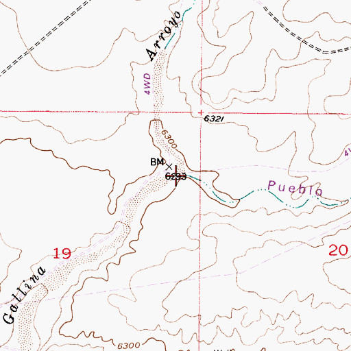 Topographic Map of Pueblo Caon, NM
