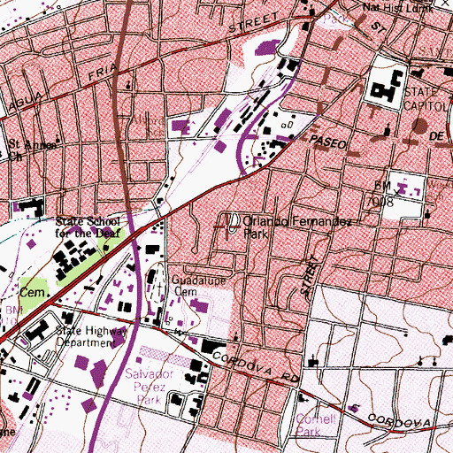 Topographic Map of Orlando Fernandez Park, NM