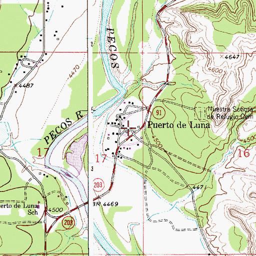 Topographic Map of Puerto De Luna, NM