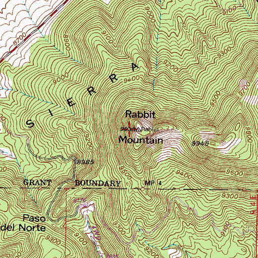 Topographic Map of Rabbit Mountain, NM