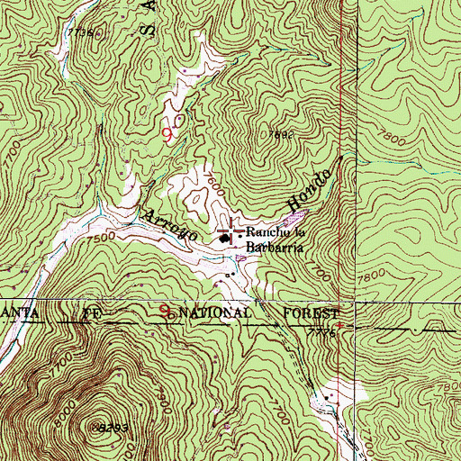 Topographic Map of Rancho la Barbarria, NM