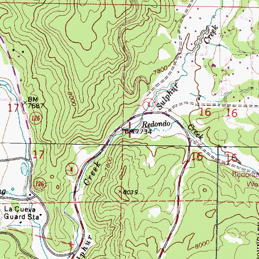 Topographic Map of Redondo Creek, NM