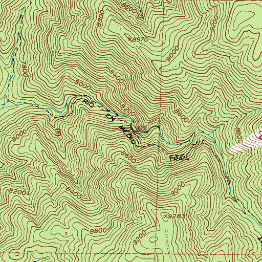 Topographic Map of Rio en Medio Trail, NM