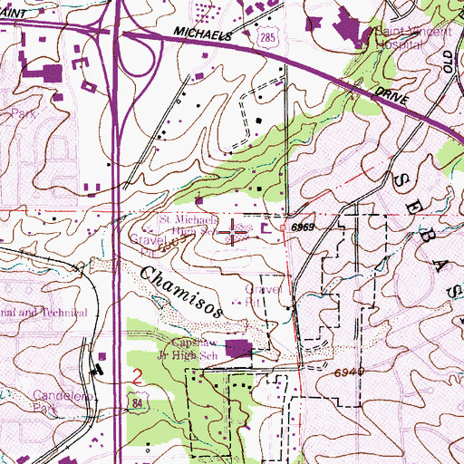 Topographic Map of Saint Michaels High School, NM