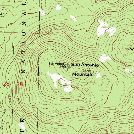 Topographic Map of San Antonio Mountain, NM